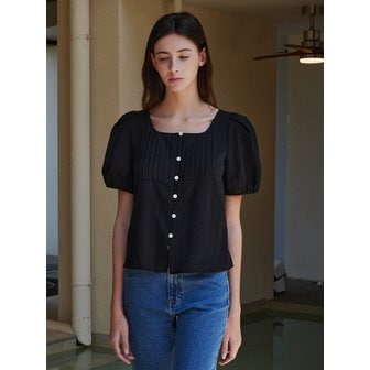 스텝어라운드 4차_Tuck detail puff blouse_BLACK