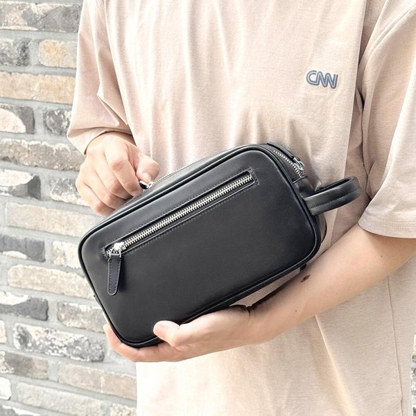 [옷자락] 남자 스포츠 지퍼 사각 블랙 파우치 클러치백