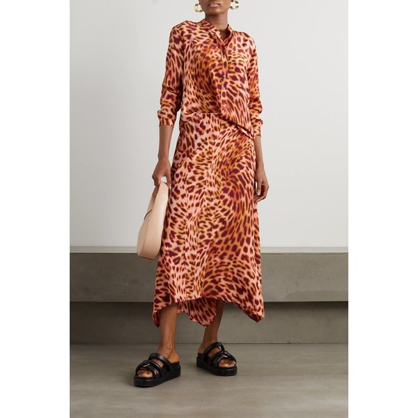 스텔라매카트니 나야 레오파드 실크 크레이프 드 신 미디 스커트 43769801095544736