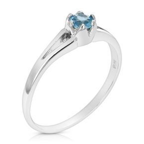 5391010 Vir Jewels 1/4 cttw Blue Topaz Ring .925 Sterling Silver with Rhodium Round Shape