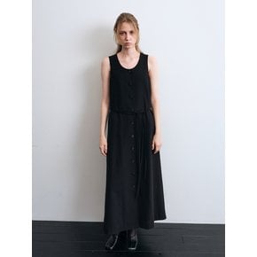 Kamil Buttoned Wool Dress (Black)