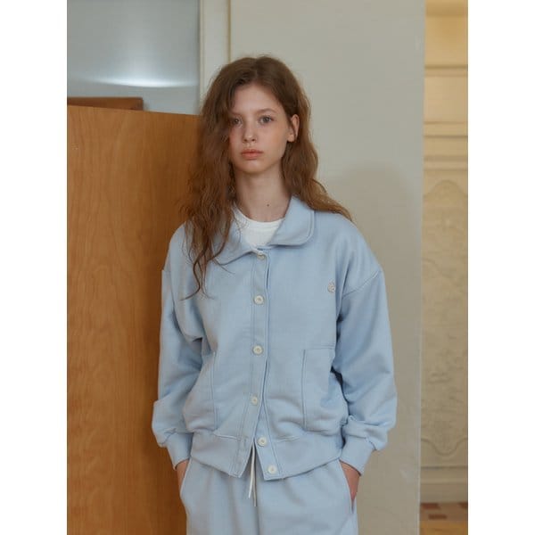 ANC BUTTON COLLAR SWEAT CARDIGAN_SKY BLUE