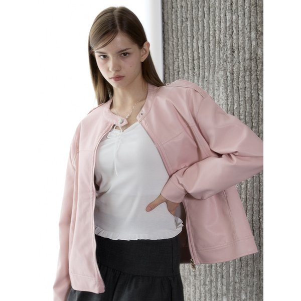 SIREN SYNTHETIC LEATHER RIDER JUMPER_PINK