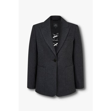ARMANI EXCHANGE 여성 피크트 라펠 울 블렌드 싱글 자켓(A424310509)챠콜
