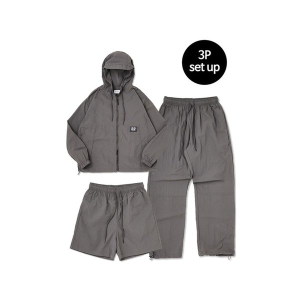 Hoodie Zip Up 3-Piece Full Set Up (Charcoal) CSOs-002 [Unisex]
