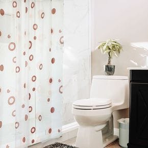 욕실템 땡땡이 반투명 샤워 커튼 브라운 소 원룸꾸미기