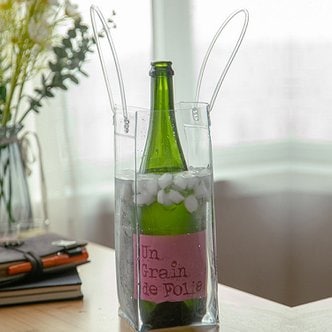  PVC 투명 와인 칠링백 샴페인 칠러 아이스버킷 보냉 쿨러 와인가방 25cm