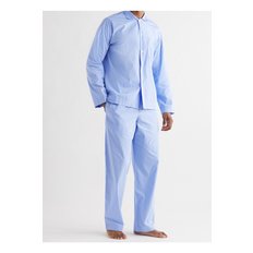 Camp-Collar Organic Cotton-Poplin Pyjama Shirt 블루 2009603031068