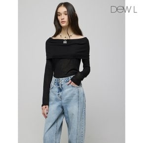 오프숄더 티셔츠 BK_D252MSM233