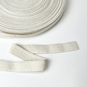 [유럽산] 오가닉 코튼 고무밴드 25mm 1마yd 내추럴 / 비건 면 천연고무 천연염색 가능