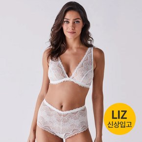 러블리 51551 50550 화이트 레이스 와이어 트라이앵글 홑겹 브라 사각팬티 세트+니플패드