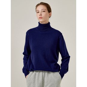 Cashmere turtle neck knit (Navy)