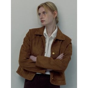 Soft Noir Lace Suede Jacket(camel)