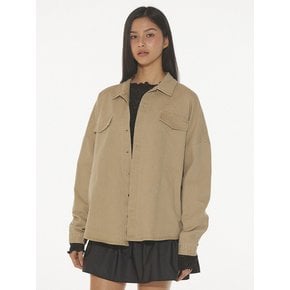 BONNY COTTON SHIRT JACKET - BEIGE