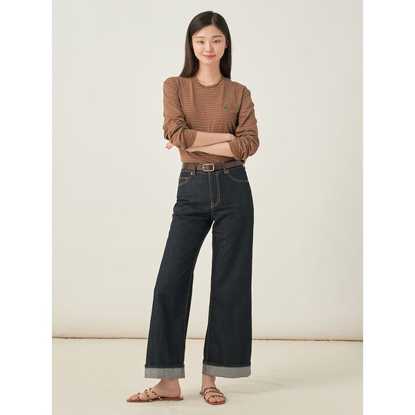 생지 스트레이트 데님  네이비 (BF5721C73R)