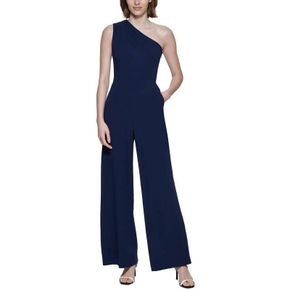 4241084 Calvin Klein Womens Wide Leg One Shoulder Jumpsuit 72358331