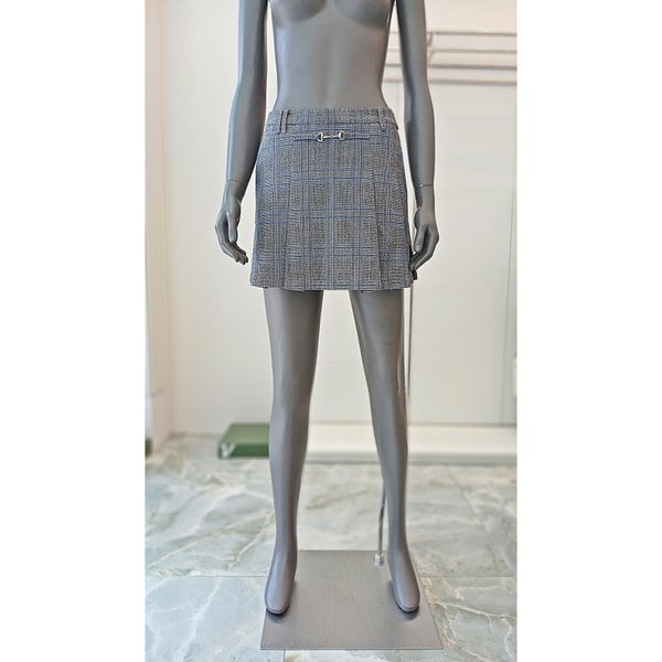 [여주점] 골프웨어 여성볼빅골프웨어  골프 금속비죠 A라인 체크 플리츠 큐롯 스커트 UN903