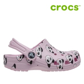 크록스 아동 샌들 /H12- 206999-6GD Kids Classic Panda Print Clog Ballerina Pink