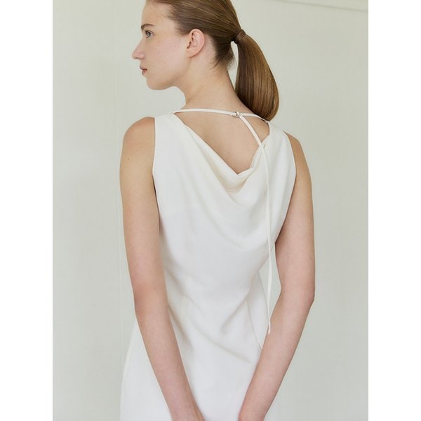 Draped Back Dress_Floral White