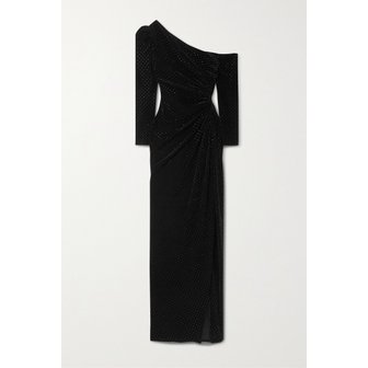 SEMSEM 셈셈 One-shoulder Ruched Embellished Velvet Gown 블랙 27086482324514363