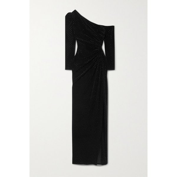 셈셈 One-shoulder Ruched Embellished Velvet Gown 블랙 27086482324514363