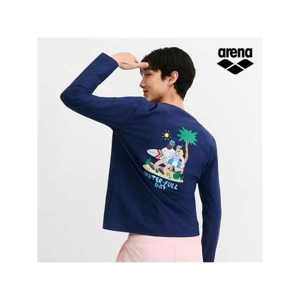 ARENA x 전황일 남성 루즈핏 래쉬가드 A6BM1RR95NVY