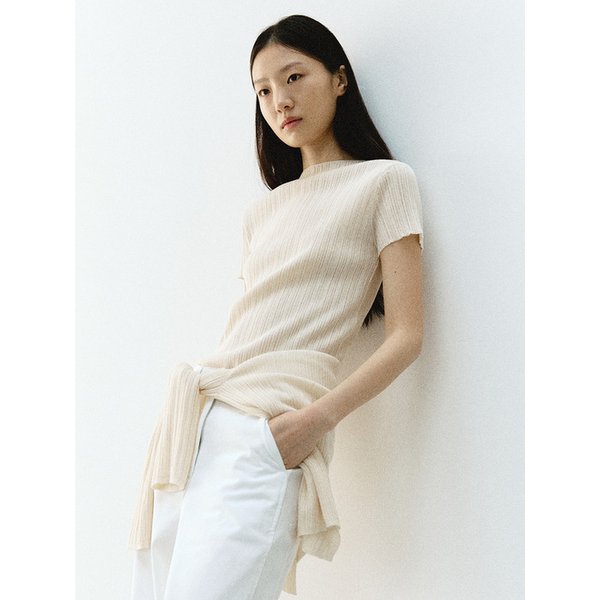 코튼 립 반팔 니트_BUTTER