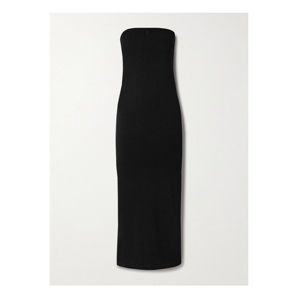 더파크 케이트 스트랩리스 스트레치 텐셀™ 저지 미디 드레스 블랙 1647597357749363