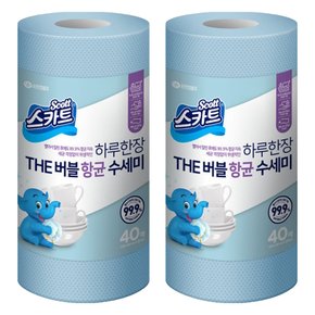 스카트 하루한장 THE 버블 항균 수세미 스카이블루 40매 X 2개