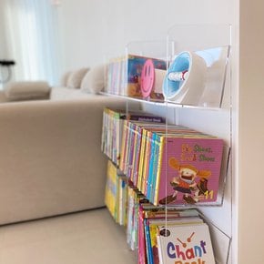 아크릴 3단 투명책장 책꽂이 미니책장 전면책장