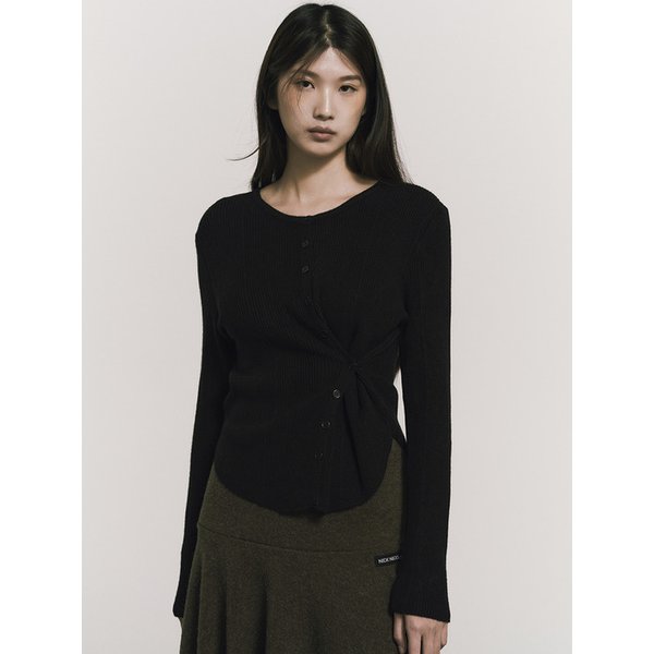 SOFT FRILL EDGE LONG SLEEVE TOP_BLACK