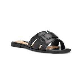 4844039 Nine West Germani Womens Leather Square Toe Slide Sandals