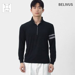 남자 하이넥 반집업 스판 긴팔 티셔츠 PK0236