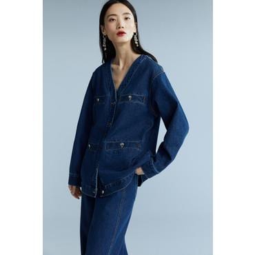 H&M 데님 재킷 다크 데님 블루 1223371002