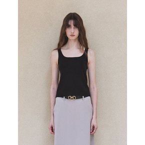 Square Neck Sleeveless knit To Black