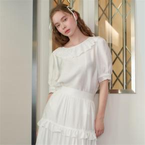 사용안함 [일루스트리스일루전] WH BOAT NECK RIBBON BLOUSE