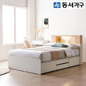 [로그인 쿠폰 10%] 블랑 편백 LED 헤드 4서랍 SS침대+본넬매트리스 DF920333