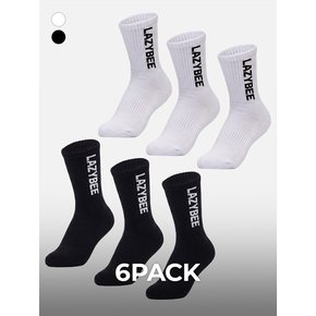 [6PACK] 에센셜 쿠셔닝 스포츠 크루 삭스