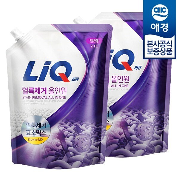 리큐 얼룩제거 올인원 세탁세제 리필 2.1L x2개
