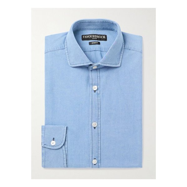 페이버브룩 벌링턴 커터웨이 칼라 인디고 다이 코튼 샴브레이 셔츠 블루 46376663162990940