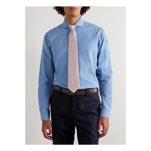 페이버브룩 벌링턴 커터웨이 칼라 인디고 다이 코튼 샴브레이 셔츠 블루 46376663162990940