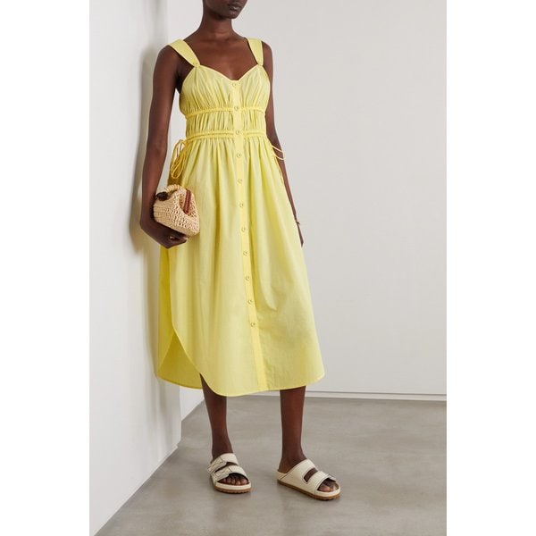 오로톤 Gathered Cotton Midi Dress 파스텔 옐로 25185454456261421