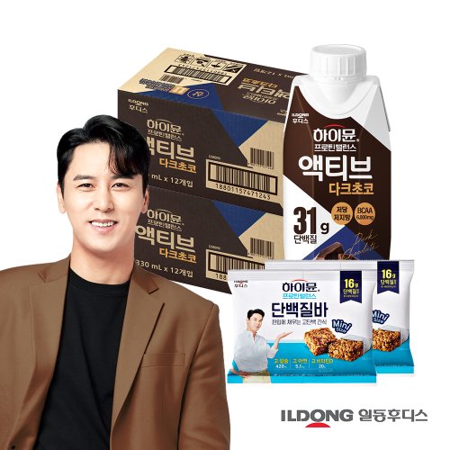 [16%쿠폰] 하이뮨 프로틴 밸런스 액티브 다크초코 2박스 (330ml 총24입) /단백질 31g 고단백 음료