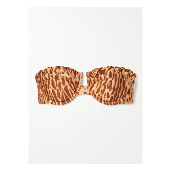 카스카디안 스트랩리스 윕스티치 레오파드 언더와이어 비키니 탑 46376663162892902