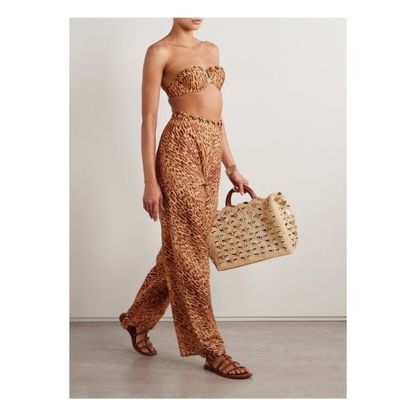 카스카디안 스트랩리스 윕스티치 레오파드 언더와이어 비키니 탑 46376663162892902