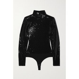 마이클코어스 Sequined Crepe Turtleneck Thong Bodysuit 블랙 25185454455914160