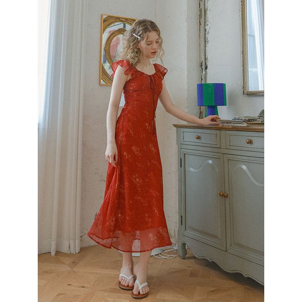 LB_Flutter sleeve floral dress_RED