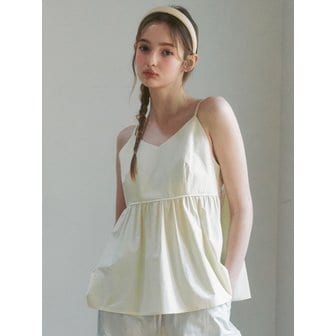 클루니 Summer Strap Shirring Peplum Blouse - cream butter