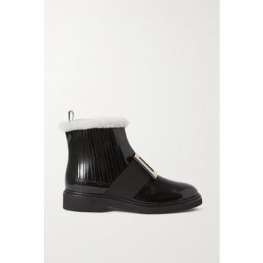 로저비비에 Viv Rangers Shearling-lined Patent-leather Chelsea Boots 블랙 23841192565859884