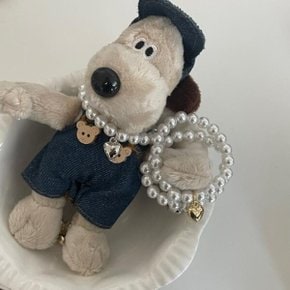 인형 진주 목걸이 하트 입히기 모루인형 키링 니트 소품 귀여운 테디베어 프리마켓